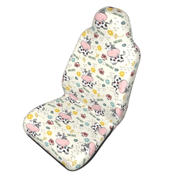 Picia Cute Cow Print Waterproof Sweating Car Seat Cover for Post Gym Workout, Running, Beach and Hiking, Universal Fit Anti-Slip Bucket Seat Protector