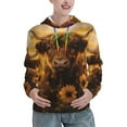 thumbnail image 1 of Picia Cute Cow Sunflower Field Pattern Casual Women's Hoodie, Hooded Sweatshirt with Kangaroo Pocket, Comfortable Pullover with Eye-catching Drawstrings-Medium, 1 of 7