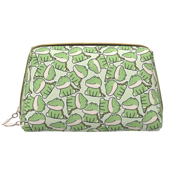 Picia Cute Crocodile Print Leather Makeup Bag Make Up Bag Travel Toiletry Bag for Her Girlfriend Teacher Teen Girl Gifts