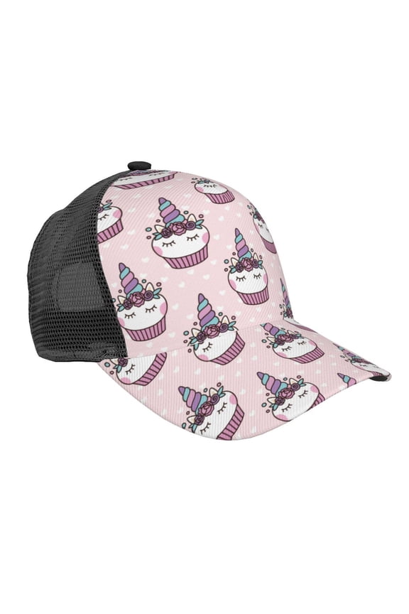 Cute Cupcake Pattern Trucker Hat,Baseball Cap,Sun Protection Cap,Stylish Headwear,Leisure Cap,Outdoor Sports Cap
