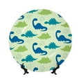 thumbnail image 1 of Picia Cute Dinosaur Blue Green Pattern Bone China Decorative Plate – Wall Decor with Stand and Adhesive, Elegant Ornament for Living Room, Office, or Entryway-7in, 1 of 6