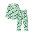 thumbnail image 1 of Picia Cute Dinosaur Blue Green Pattern Men’s Long-Sleeve Sleepwear Set - Soft 2-Piece Loungewear with Pockets, Comfy PJs for Relaxing Nights-Medium, 1 of 7