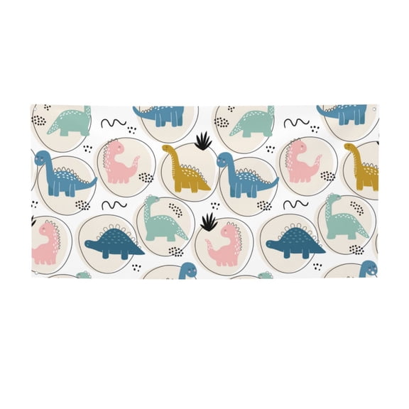 Picia Cute Dinosaurs Pattern Party Banner, Festive Decoration, Holiday Banner, Celebration Decor, Event Banner, Reusable Party Banner-Medium
