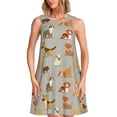 thumbnail image 1 of Picia Cute Dog Print Women’s Sleeveless Midi Swing Dress – A-Line Pleated Tank Sundress, Comfortable and Flowy T-Shirt Dress, 1 of 7