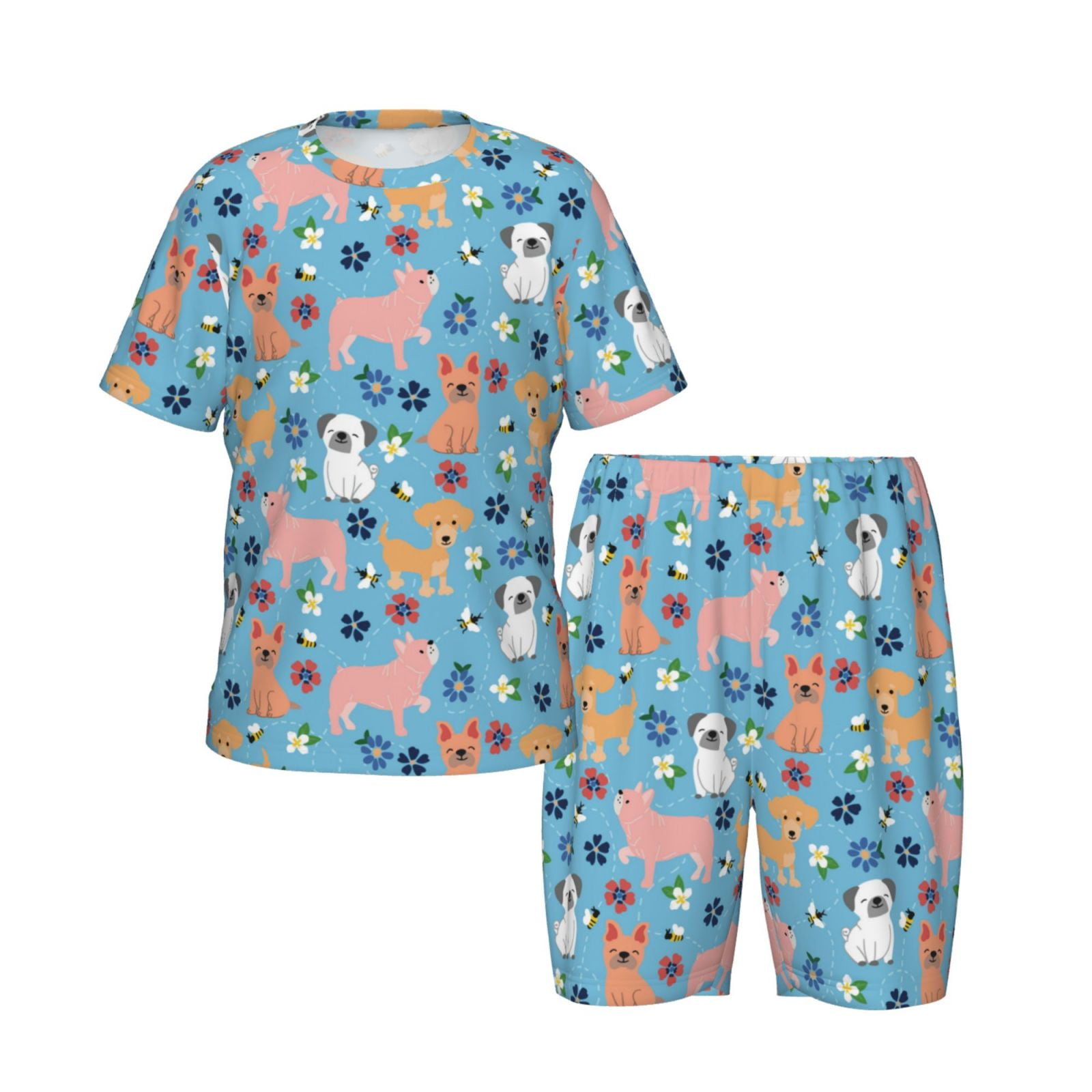 Picia Cute Dog Printed Boys' Kids-PJ Snug Fit Cotton Short Sleeve Top ...