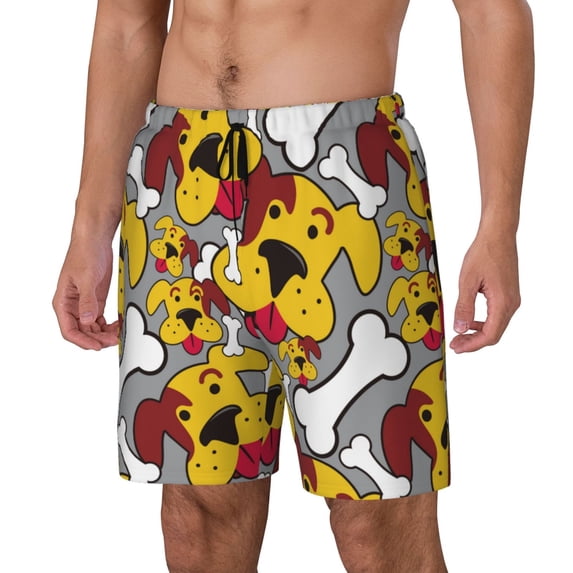 Picia Cute Dog pattern Mens Swim Trunks with Compression Liner Stretch Beach Shorts Quick Dry with Zipper Pockets No-Chafing Board Shorts-XX-Large