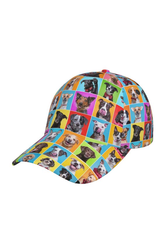 Cute Dogs Collage pattern Trucker Low Profile Hat Men Women Baseball Cap Dad Hat Adjustable Unconstructed Plain Cap