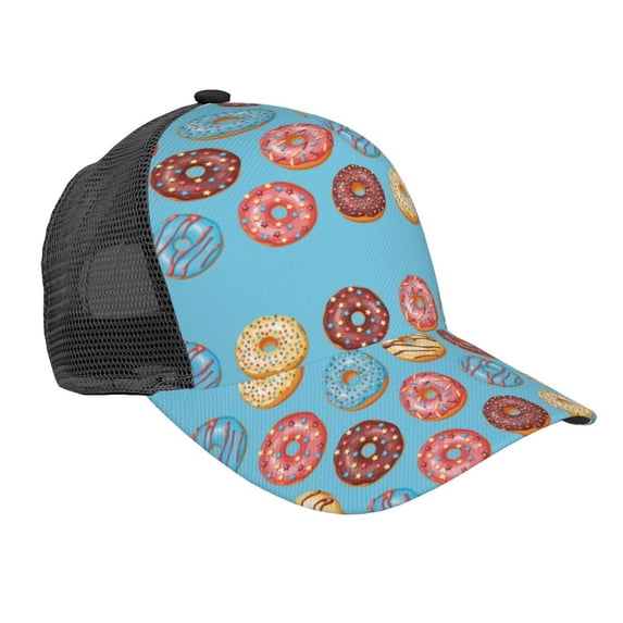 Picia Cute Donut Pattern Trucker Hat,Baseball Cap,Sun Protection Cap,Stylish Headwear,Leisure Cap,Outdoor Sports Cap