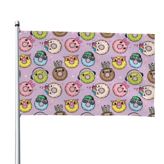 Picia Cute Donuts Printed Flag ,Cute Donuts Pattern Garden Flag Vertical Double,Yard Lawn Outdoor Decor 48x72"