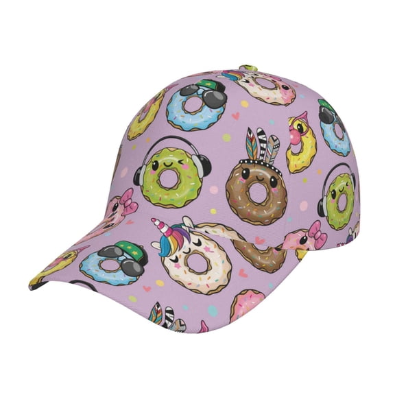 Picia Cute Donuts pattern Trucker Low Profile Hat Men Women Baseball Cap Dad Hat Adjustable Unconstructed Plain Cap