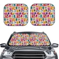 thumbnail image 1 of Picia Cute Doodles 2 Piece Car Windshield Sun Shade Foldable | Foldable Sun Shield for Front Window Blocks UV Rays and Keeps Your Vehicle Cool-Large, 1 of 7
