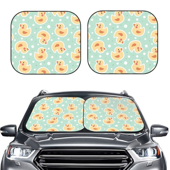 Picia Cute Duck 2 Piece Car Windshield Sun Shade Foldable | Foldable Sun Shield for Front Window Blocks UV Rays and Keeps Your Vehicle Cool-Medium