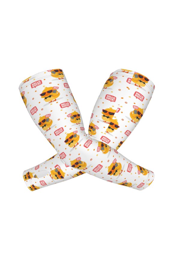 Cute Duck Arm Sleeves for Men and Women - Tattoo Cover Up UPF 50+ Cooling Sports Sleeve for Basketball Golf Football-One Size
