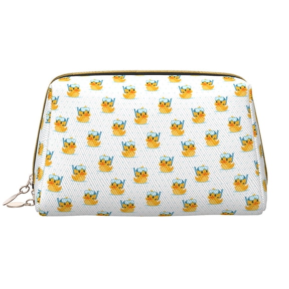 Picia Cute Duck Diver Print Leather Makeup Bag Make Up Bag Travel Toiletry Bag for Her Girlfriend Teacher Teen Girl Gifts