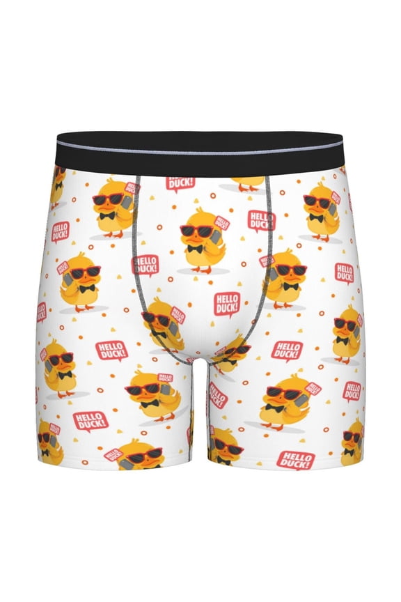 Cute Duck Pattern Men's Athletic Long Leg Briefs , Performance Stretch Underwear,Moisture-Wicking