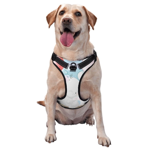 Picia Cute Elephant No-Pull Dog Harness Reflective Front Clip Vest with Handle,Step-in Air Dog Harness,Adjustable 2 Metal Rings 4 Buckles,Easy to Put on & Take Off Small