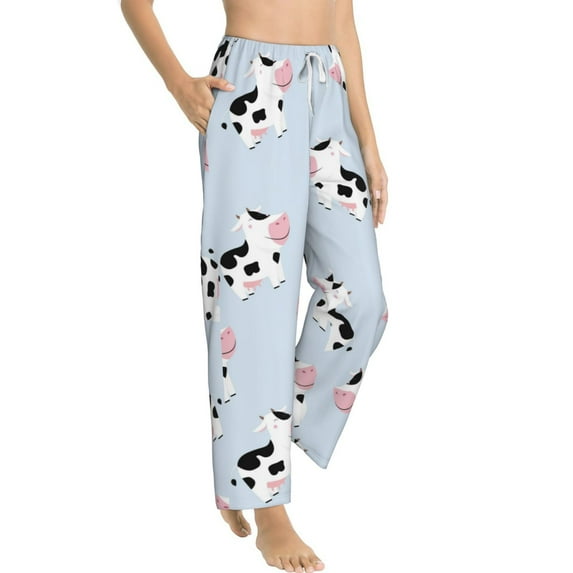 Picia Cute Farm Cow Womens Soft Woven Cotton Elastic Waistband Sleep Pajama Pant Lounge Sleep Pant With Pockets And Drawstring-Large