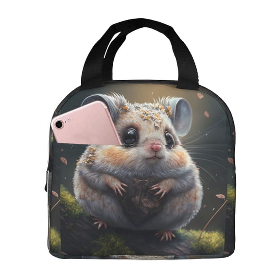 Picia Cute Fat Ball Branch Printed Lunch box Lunch bag for Men Women Large Capacity Lunchbox Reusable Lunch Bags Insulated Lunch Bag Lunch Box Cooler