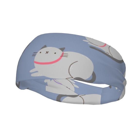 Picia Cute Fat Cat Print Mens Running Headband,Mens Sweatband Sports Headband for Running,Cycling,Basketball,Yoga,Fitness Workout