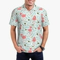 thumbnail image 1 of Picia Cute Flamingo Print Men's Polo Shirt, Two-Button Closure Pique Polo Shirt, Summer Fashion Golf Shirt-Large, 1 of 6