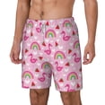 thumbnail image 1 of Picia Cute Flamingo pattern Mens Swim Trunks with Compression Liner Stretch Beach Shorts Quick Dry with Zipper Pockets No-Chafing Board Shorts-Large, 1 of 9
