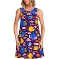 thumbnail image 1 of Picia Cute Flat Hand Drawn Fishes Print Women’s Sleeveless Midi Swing Dress – A-Line Pleated Tank Sundress, Comfortable and Flowy T-Shirt Dress, 1 of 7
