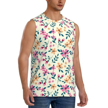 Picia Cute Flower mens Cotton Tank Undershirts , Moisture-wicking Ribbed Tanks, Lightweight Cotton Tank Undershirts-3X-Large