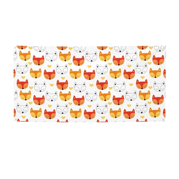 Picia Cute Fox with Heart Pattern Party Banner, Festive Decoration, Holiday Banner, Celebration Decor, Event Banner, Reusable Party Banner-Small