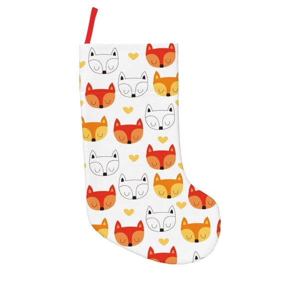 Picia Cute Fox with Heart for 18in Christmas Stockings, Xmas Stocking for Kids, Holiday and Family Stocking for Fireplace or Party Decoration