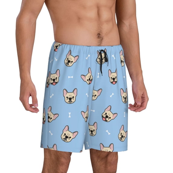 Picia Cute French Bulldog Pajama Shorts for Men, Men's Pajama Bottoms, Sleepwear,Short Pajama Pants-3X-Large
