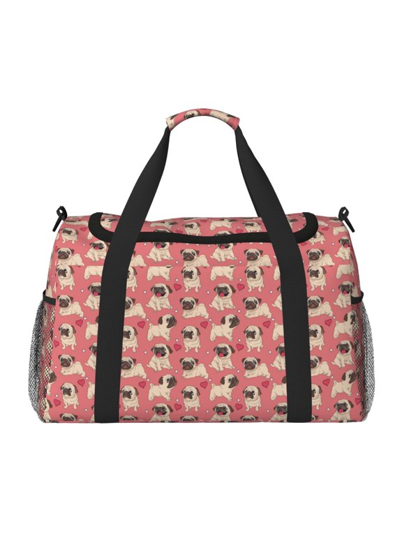 Cute French Bulldog Print Travel Duffle Bag,Weekender Bags for Women with Shoe Compartment, Gym Duffel Bag with Wet Pocket, Hospital Bags for Labor and Delivery
