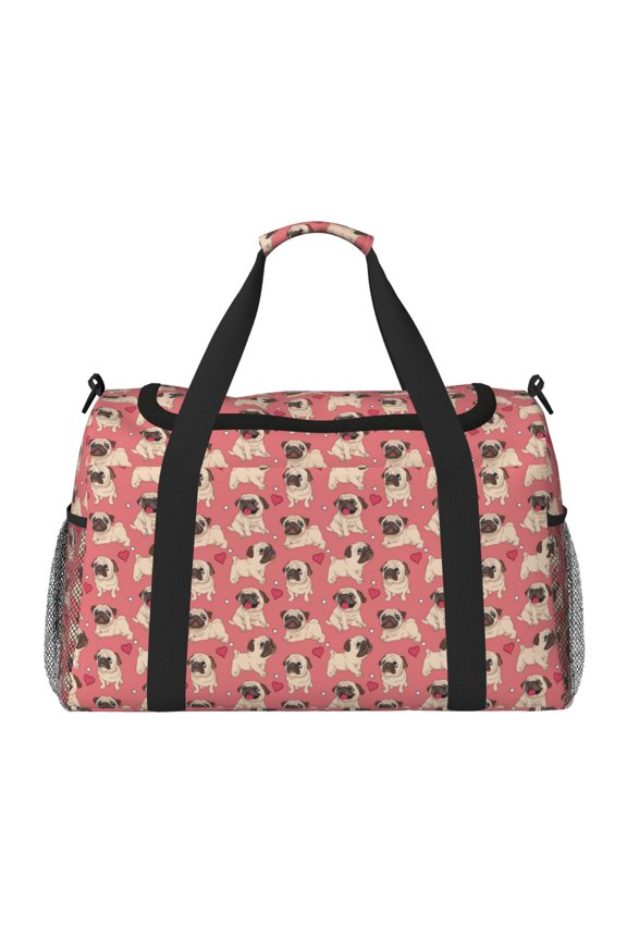 Cute French Bulldog Print Travel Duffle Bag,Weekender Bags for Women with Shoe Compartment, Gym Duffel Bag with Wet Pocket, Hospital Bags for Labor and Delivery