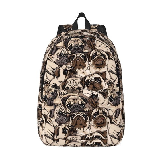 Picia Cute French Bulldog Printed Canvas Daypack - Stylish and Durable Vintage Compact Backpack - Class, Work, Travel, or Laptop Bookbag,Organized Compartments-Medium