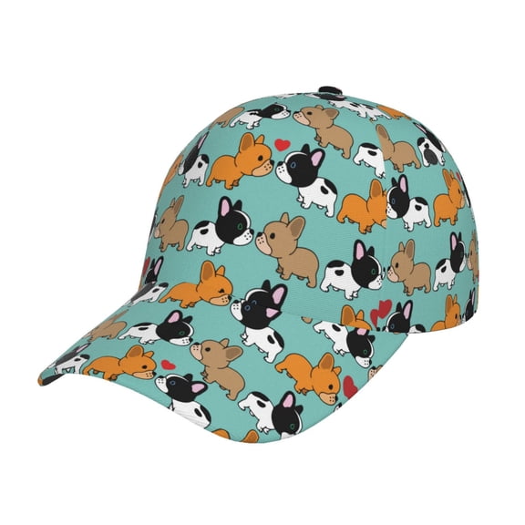 Picia Cute French Bulldog pattern Trucker Low Profile Hat Men Women Baseball Cap Dad Hat Adjustable Unconstructed Plain Cap