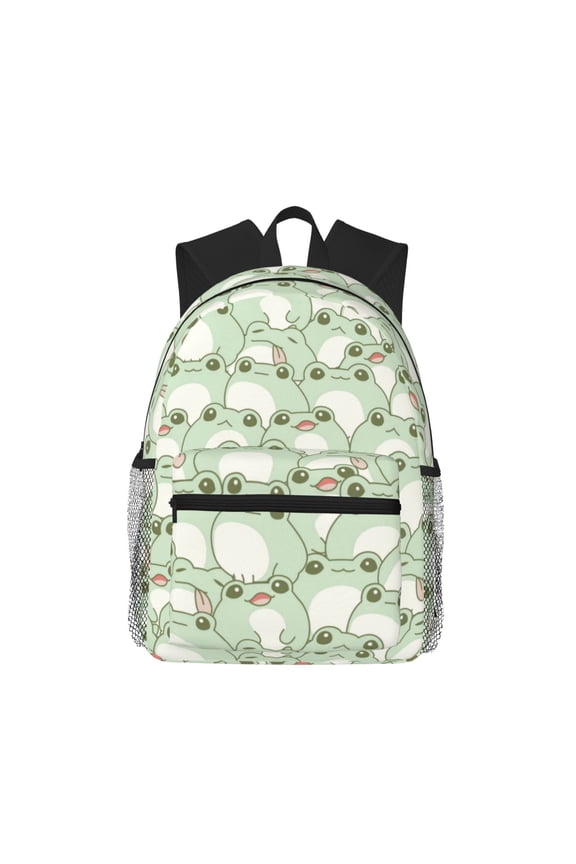 Cute Frog Large Capacity Backpack Classic Style Backpack Casual Backpack Water-Resistant School Work Travel Outdoor Backpack