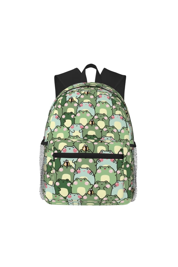 Cute Frog Large Capacity Backpack Classic Style Backpack Casual Backpack Water-Resistant School Work Travel Outdoor Backpack