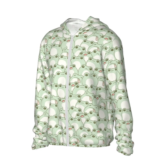 Picia Cute Frog Women's Men's UPF 50+ Sun Protection Hoodie Shirt Long Sleeve SPF Fishing Outdoor UV Hiking Lightweight Shirts-Large