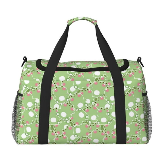 Picia Cute Frog2 Print Travel Duffle Bag,Weekender Bags for Women with Shoe Compartment, Gym Duffel Bag with Wet Pocket, Hospital Bags for Labor and Delivery