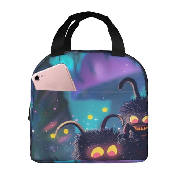 Picia Cute Fuzzy Fantasy Creatures Printed Lunch box Lunch bag for Men Women Large Capacity Lunchbox Reusable Lunch Bags Insulated Lunch Bag Lunch Box Cooler