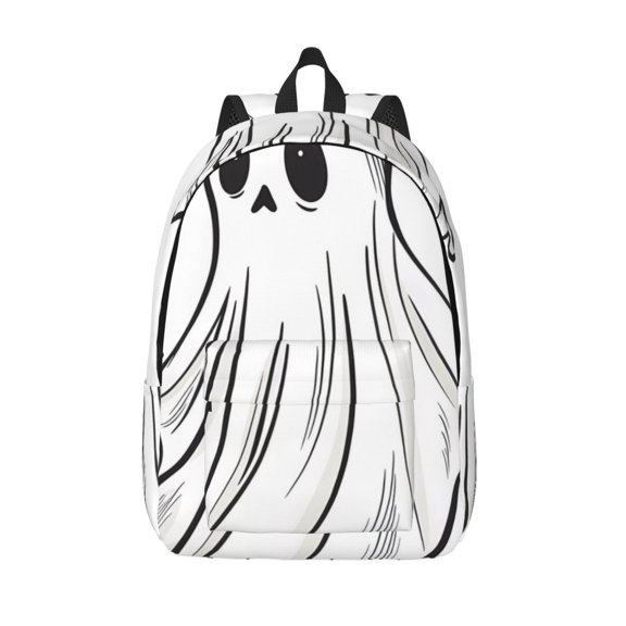 Picia Cute Ghost Simple Drawing Printed Canvas Daypack - Stylish and Durable Vintage Compact Backpack - Class, Work, Travel, or Laptop Bookbag,Organized Compartments-Small