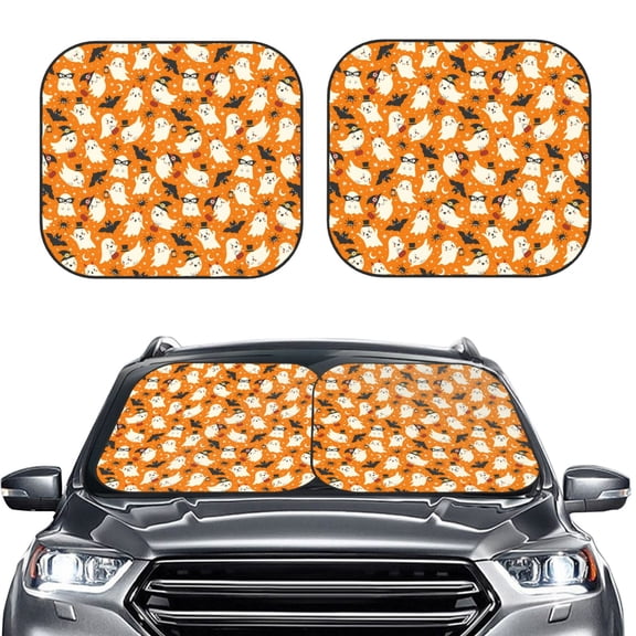 Picia Cute Ghosts 2 Piece Car Windshield Sun Shade Foldable | Foldable Sun Shield for Front Window Blocks UV Rays and Keeps Your Vehicle Cool-Large