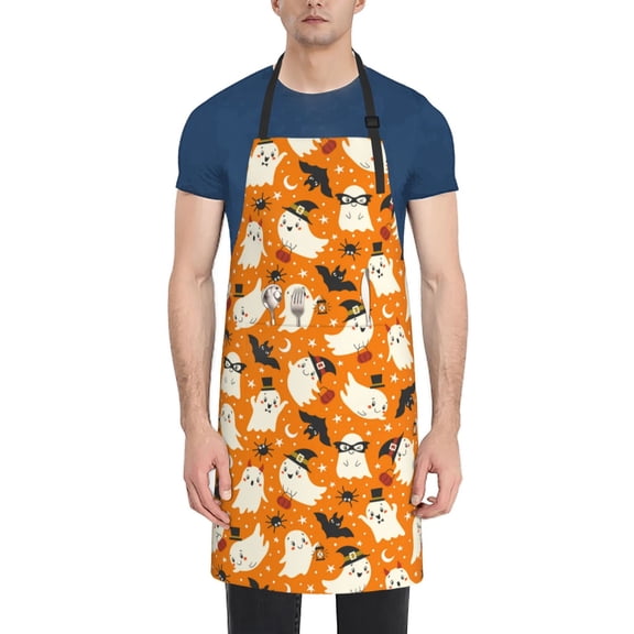 Picia Cute Ghosts Waterproof Apron for Unisex Adult - Adjustable Bib Apron with Pockets, Ideal for Cooking, Gardening, Painting, and Household Chores