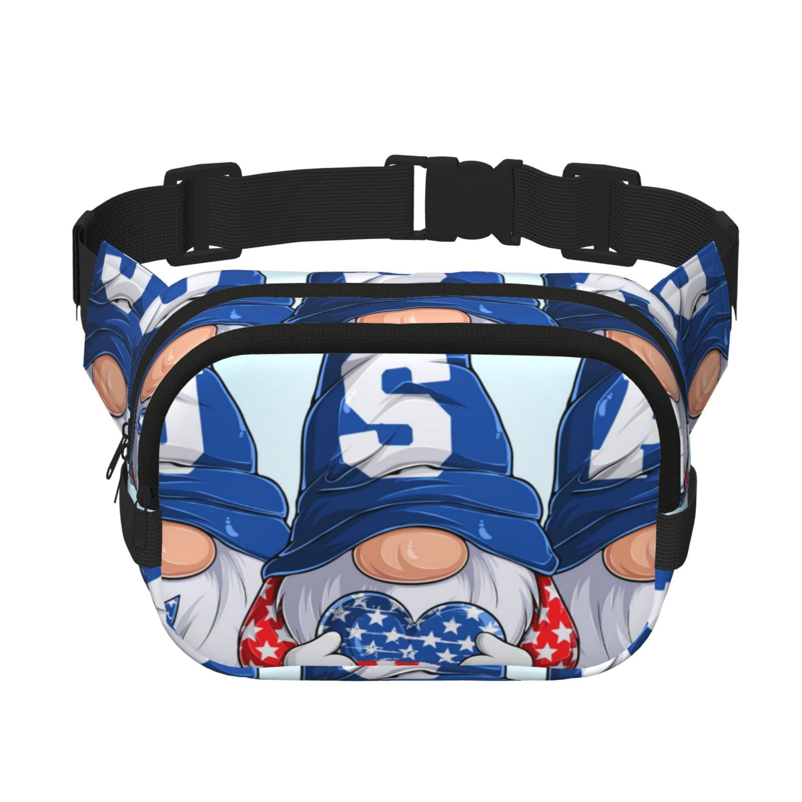 Picia Cute Gnomes in USA Print Square Double-Layer Waist Bag Mini Adjustable Waist Belt Bag Exercise Running Travel Hiking
