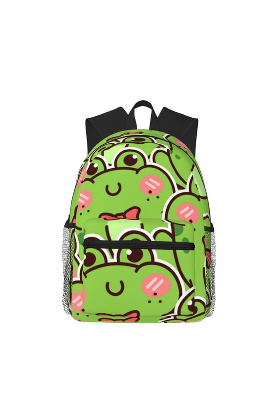 Cute Green Frog Large Capacity Backpack Classic Style Backpack Casual Backpack Water-Resistant School Work Travel Outdoor Backpack