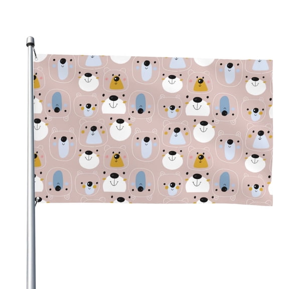 Picia Cute Hand Drawn Bear Printed Flag ,Cute Hand Drawn Bear Pattern Garden Flag Vertical Double,Yard Lawn Outdoor Decor 48x72"