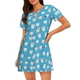 thumbnail image 1 of Picia Cute Healthy Teeth Pattern Women’s Nightdress – Casual Short-sleeved Loose-Fit Sleepwear, Soft Cotton Short-Sleeve Sleep Shirt for Relaxation & Comfort, 1 of 6