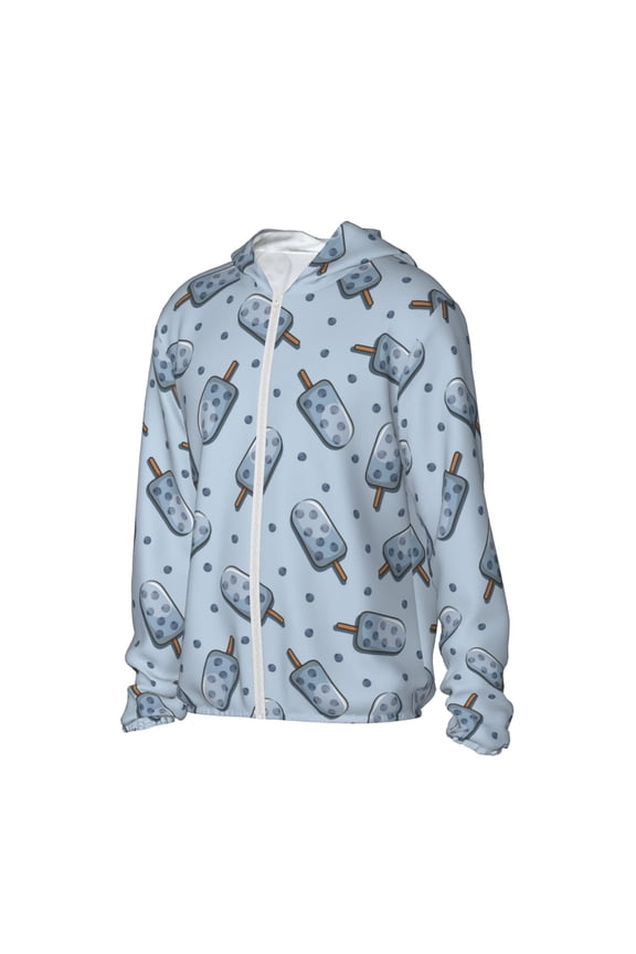 Cute Ice Cream Women's Men's UPF 50+ Sun Protection Hoodie Shirt Long Sleeve SPF Fishing Outdoor UV Hiking Lightweight Shirts-Medium