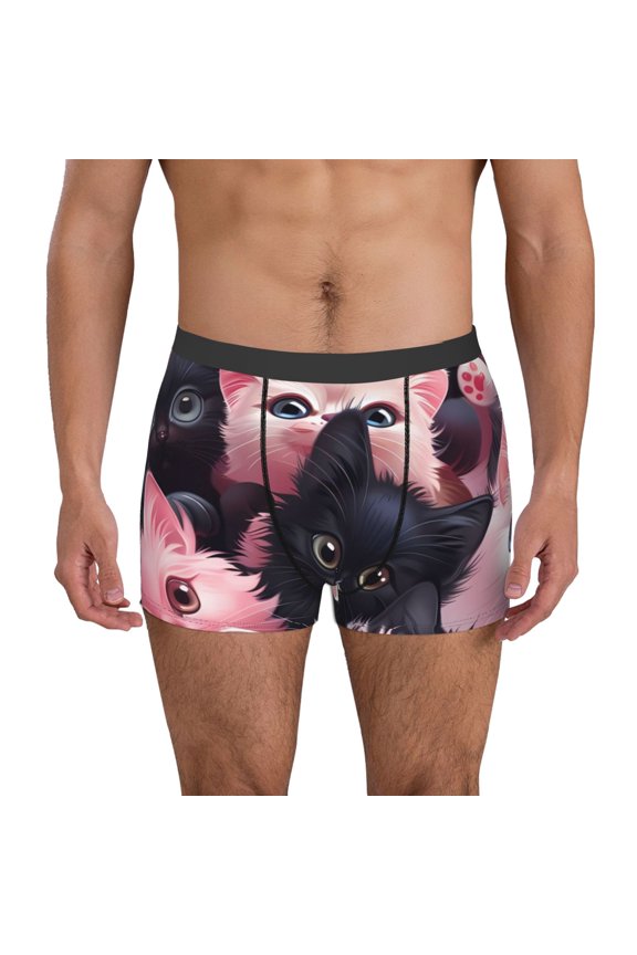 Cute Kittens Group Portrait Pattern Men’s Boxer Briefs – Soft & Breathable Underwear, Stretchy & Comfortable Fit, Supportive Pouch Design, Moisture-Wicking-XX-Large