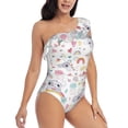 thumbnail image 1 of Picia Cute Koala Pattern Women's One Piece Swimsuits,One Shoulder Swimwear Asymmetric ,Ruffle Monokinis Bathing Suits,High Waisted Flattering Bathing Suits-Small, 1 of 8