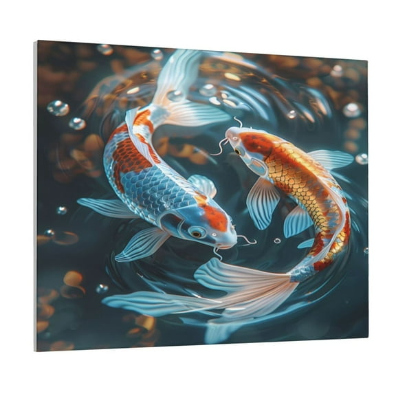 Picia Cute Koi Fish Serenity Pattern Decorative Picture – Unique Wall Art, Modern Canvas Print for Trendy Interiors (Horizontal)